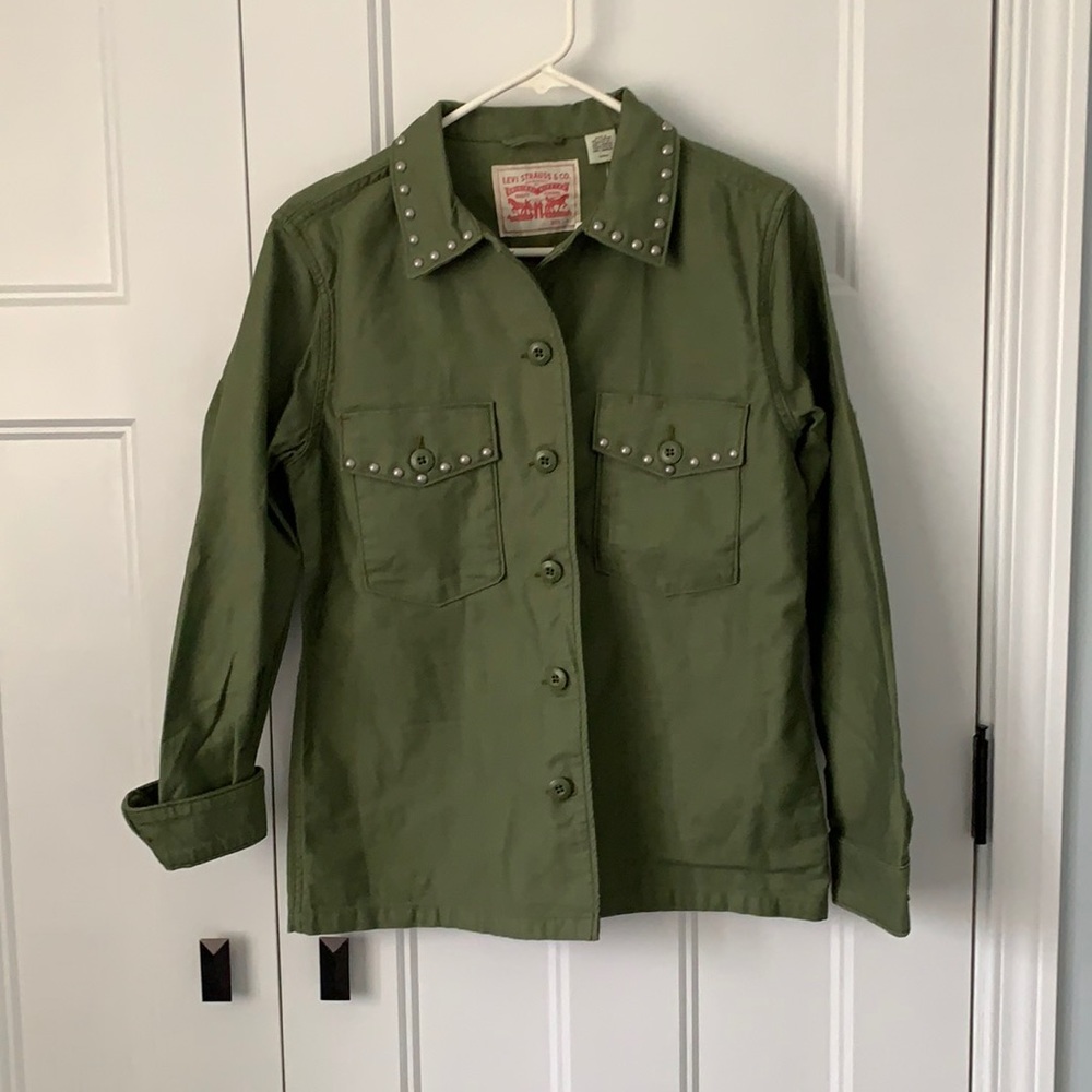Levi Strauss Green Button Up w/ Gray Metal Rivets - Picture 1 of 4